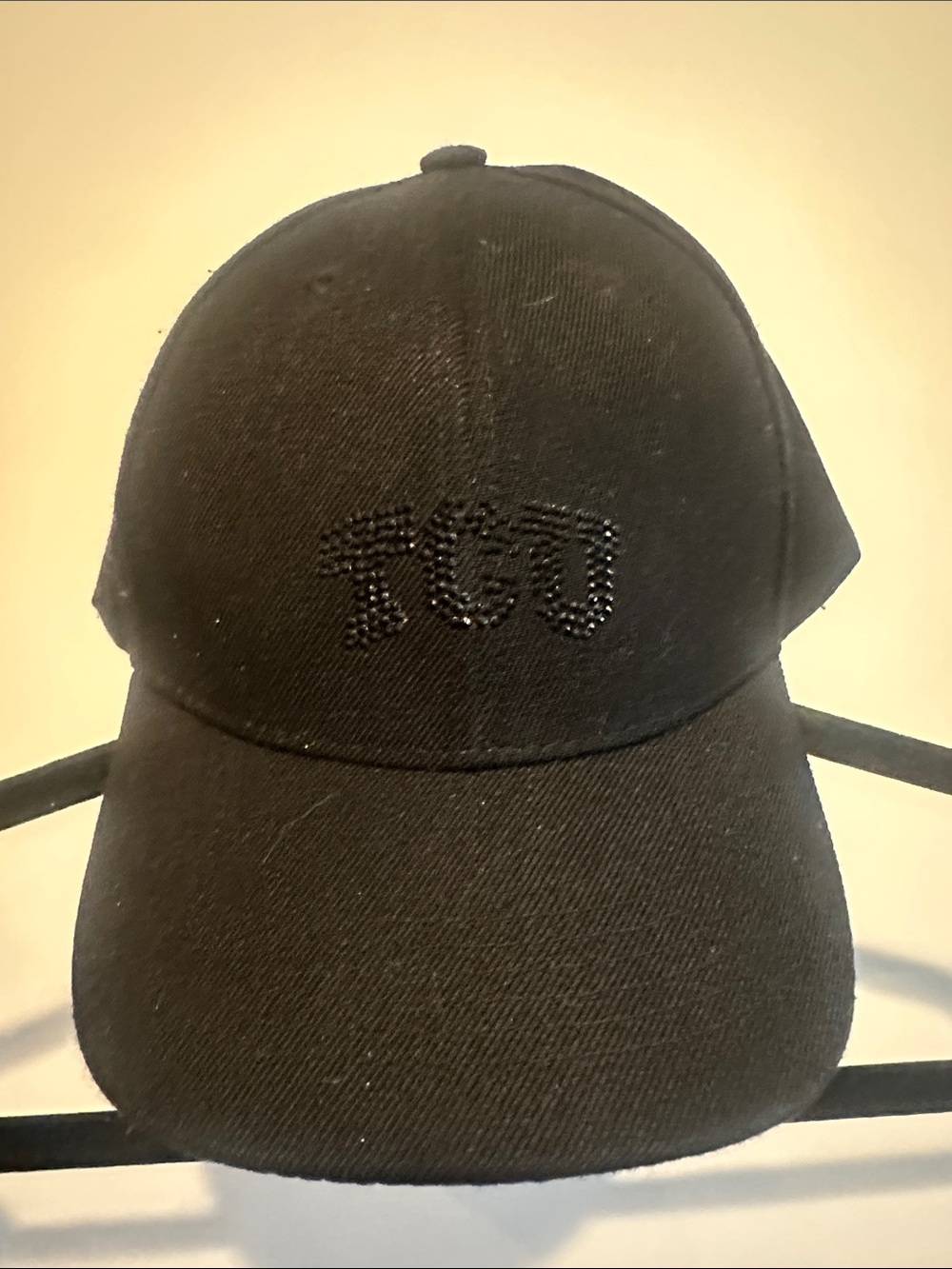 TCU Black Rhinestone Embellished Black Baseball Cap